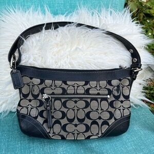 Coach Black and Cream Signature Shoulder Bag